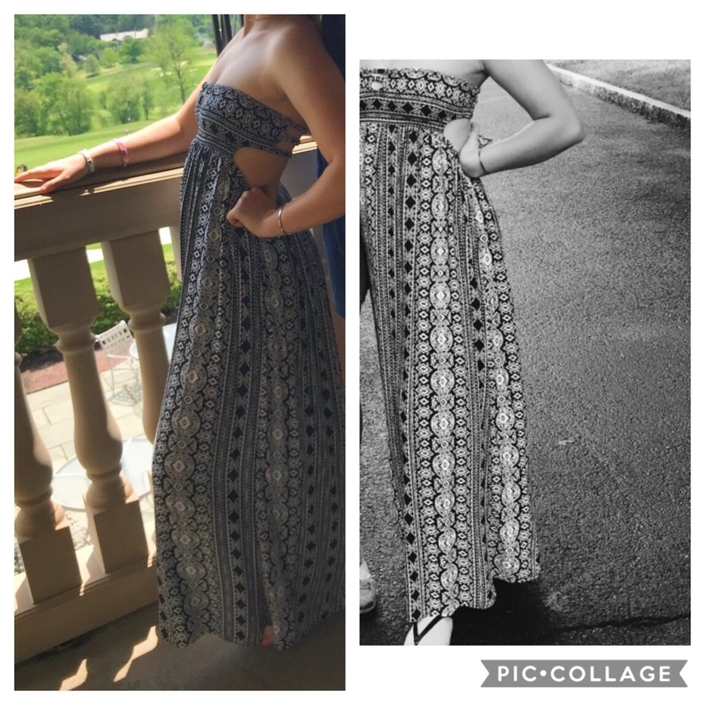 Strapless woman’s maxi dress
